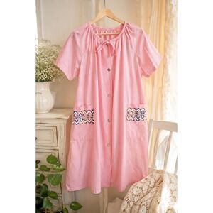 Handmade Cottagecore House Dress Lace Pocket Trim Nap Dress Prairie Lounge M/L